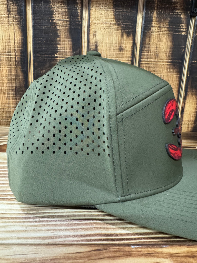 New Olive Green Hat with Red Crawfish