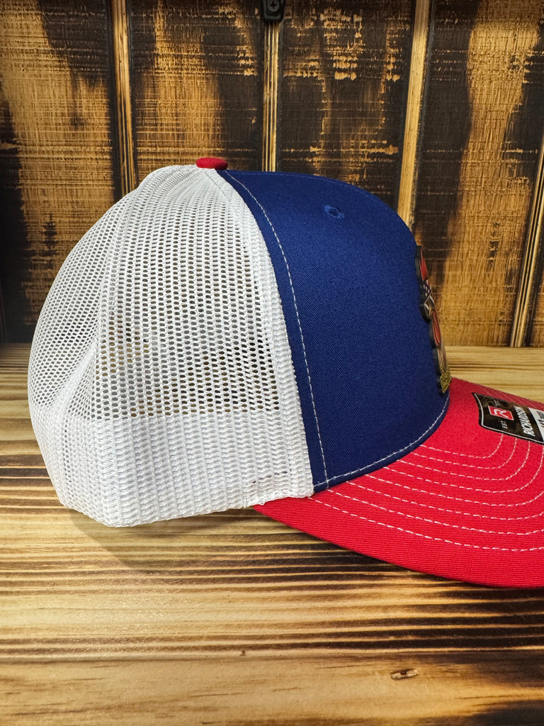 Red, White, Blue Hat/New Yard Pimp Patch w/ Chain