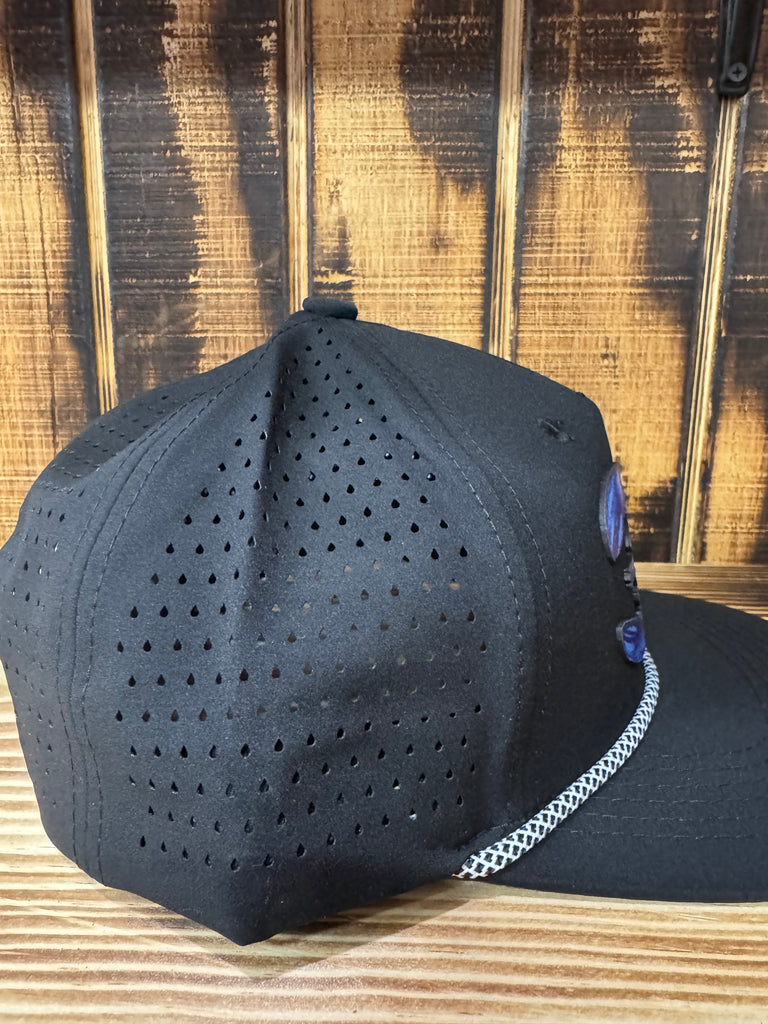 New Black Hat / black & White Rope with Blue Crawfish